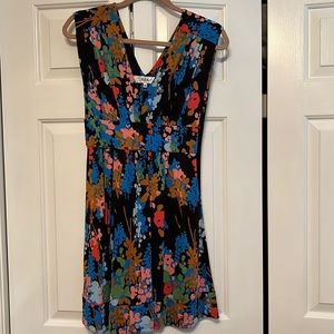 Tibi XS black floral silk dress